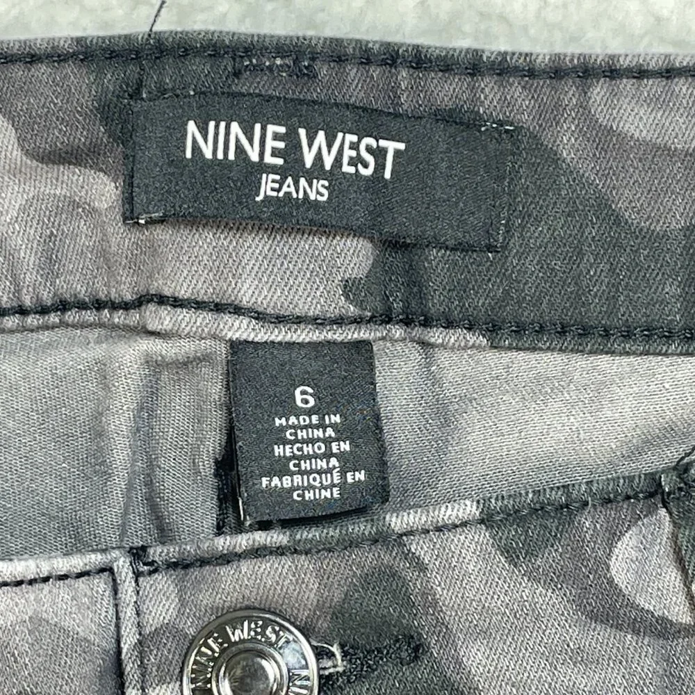 Nine West Jeans Womens 6 Brown Camo Floral Skinny Ankle Mid Rise Denim 28x28 - Picture 7 of 11